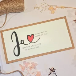 Personalisierte Hochzeitskarte mit Herz & Vintage-Design – Glückwunschkarte zur Hochzeit mit Namen & Datum
