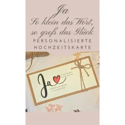 Personalisierte Hochzeitskarte mit Herz & Vintage-Design – Glückwunschkarte zur Hochzeit mit Namen & Datum