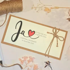 Personalisierte Hochzeitskarte mit Herz & Vintage-Design – Glückwunschkarte zur Hochzeit mit Namen & Datum
