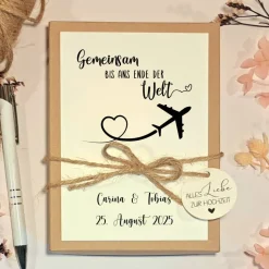 Personalisierte Hochzeitsbox als Geldgeschenk – Flitterwochen Geschenkidee „Gemeinsam bis ans Ende der Welt“