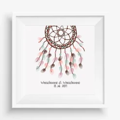 Personalisierte Hochzeitsgästebuch Leinwand – Wedding Tree Fingerabdruck mit Herzen & Namen – Geschenk Brautpaar 50x50 c