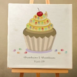 Personalisierte Hochzeitsgästebuch Leinwand – Wedding Tree Fingerabdruck mit Herzen & Namen – Geschenk Brautpaar 50x50 c