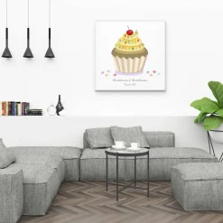 Personalisierte Hochzeitsgästebuch Leinwand – Wedding Tree Fingerabdruck mit Herzen & Namen – Geschenk Brautpaar 50x50 c