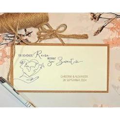 Personalisierte Hochzeitskarte für Reiseliebhaber – Geldgeschenk & Gutschein stilvoll verpacken