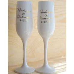 Personalisierte Hochzeitsgläser und Samtüberzug oder bemalte Champagnerflasche | Geschenk für Brautparty und Gäste