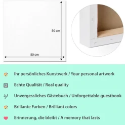 Personalisierte Hochzeitsgästebuch Leinwand – Wedding Tree Fingerabdruck mit Herzen & Namen – Geschenk Brautpaar 50x50 c