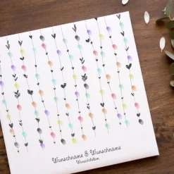 Personalisierte Hochzeitsgästebuch Leinwand – Wedding Tree Fingerabdruck mit Herzen & Namen – Geschenk Brautpaar 50x50 c