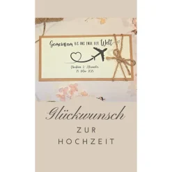 Personalisierte Hochzeitskarte Reise – Geldgeschenk & Gutschein Verpackung, minimalistisch, Kraftkarton