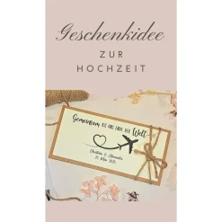 Personalisierte Hochzeitskarte Reise – Geldgeschenk & Gutschein Verpackung, minimalistisch, Kraftkarton