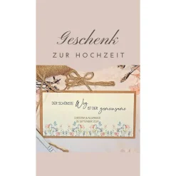 Personalisierte Hochzeitskarte Sommerhochzeit – Florales Design mit Geldfach & Spruch