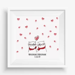 Personalisierte Hochzeitsgästebuch Leinwand – Wedding Tree Fingerabdruck mit Herzen & Namen – Geschenk Brautpaar 50x50 c