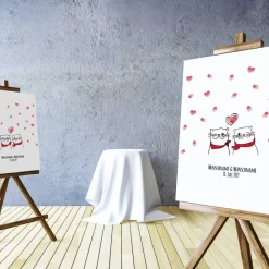 Personalisierte Hochzeitsgästebuch Leinwand – Wedding Tree Fingerabdruck mit Herzen & Namen – Geschenk Brautpaar 50x50 c