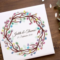 Personalisierte Hochzeitsgästebuch Leinwand – Wedding Tree Fingerabdruck – Geschenk für Brautpaar & originelle Hochzeits