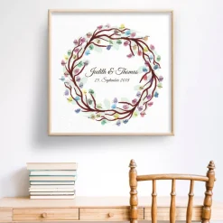 Personalisierte Hochzeitsgästebuch Leinwand – Wedding Tree Fingerabdruck – Geschenk für Brautpaar & originelle Hochzeits