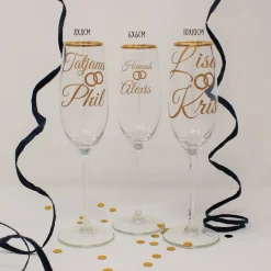 Personalisierte Hochzeitsaufkleber für Sektgläser, Geschenkboxen oder Schatullen in versch. Farben/Größen