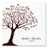 Personalisierte Hochzeitsgästebuch Leinwand 50x50 cm – Wedding Tree Fingerabdruck mit Herzen & Namen als Geschenk