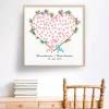 Personalisierte Hochzeitsgästebuch Leinwand – Wedding Tree Fingerabdruck mit Herzen & Namen – Geschenk Brautpaar 50x50 c