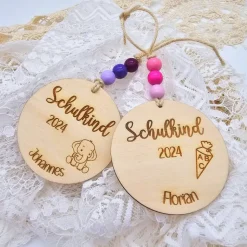Personalisierte Holzanhänger | Schultüte | Schultütenanhänger | Holzanhänger zur Einschulung | Schulkind 2024