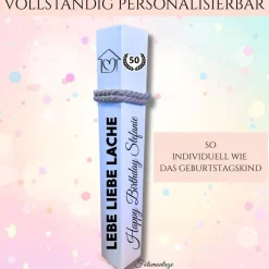 Personalisierte Holzsäule als Geburtstagsgeschenk – Individuelle Dekosäule mit Namen & Datum
