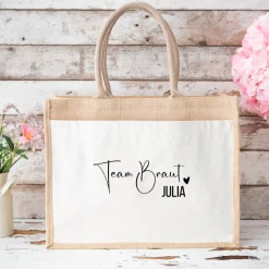 Personalisierte Jute-Tasche zur Hochzeit & JGA – für Braut, Trauzeugin & Co.