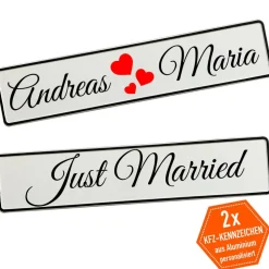Personalisierte Kennzeichen Just Married / Grod g’heirat  – Hochzeitsauto Schild, Hochzeitsdeko Kennzeichen, Geschenk Br