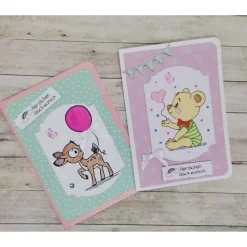 Personalisierte Kindergeburtstagskarte mit Rehkitz oder Teddybär – Handgefertigte Glückwunschkarte mit Name und Alter