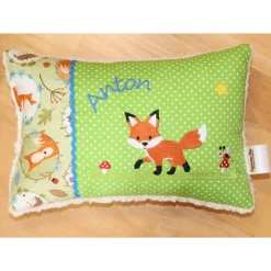 Personalisierte Kissen mit Fuchs & Name – Geschenk zur Geburt & Kindergarten