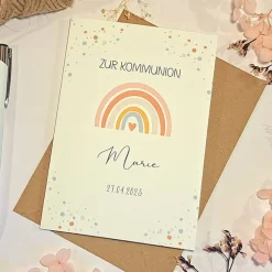 Personalisierte Kommunionskarte für Mädchen mit Namen & Datum – Glückwunschkarte zur Erstkommunion
