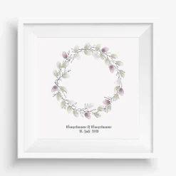 Personalisierte Leinwand 50x50 cm als Hochzeitsgästebuch – Fingerabdruck Kranz – Tolle Erinnerung an die Hochzeit