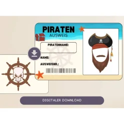 Personalisierte Mitgebsel Ausweise für kleine Piraten | Mitgebsel Kindergeburtstag Piratenparty | Piraten AUSWEIS | DIY