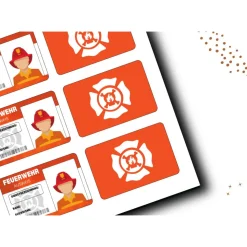Personalisierte Mitgebsel Ausweise für Feuerwehrmänner | Mitgebsel Kindergeburtstag Feuerwehr | Gastgeschenk AUSWEIS | D