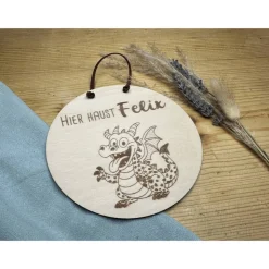Personalisierte Namensschilder für die Kinderzimmer Tür, Türschilder Kinderzimmer, Drachenmotiv, Holzschi