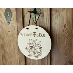 Personalisierte Namensschilder für die Kinderzimmer Tür, Türschilder Kinderzimmer, Drachenmotiv, Holzschi
