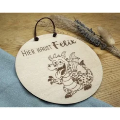 Personalisierte Namensschilder für die Kinderzimmer Tür, Türschilder Kinderzimmer, Drachenmotiv, Holzschi