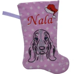 Personalisierte Nikolausstiefel mit Basset Hound Motiv
