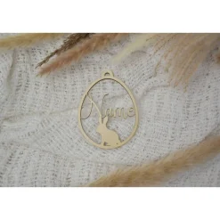 personalisierte Osterdeko aus Holz mit Wunschnamen, Osteranhänger, Ostergeschenk Osterdekoration für Osternest mit Aufhä