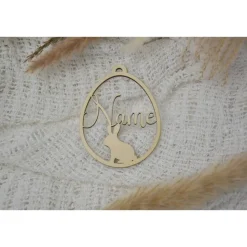 personalisierte Osterdeko aus Holz mit Wunschnamen, Osteranhänger, Ostergeschenk Osterdekoration für Osternest mit Aufhä