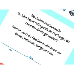 Personalisierte Polizei-Urkunde für Kinder für Verbrecherjagd & Schatzsuche am Kindergeburtstag als digitaler Download P