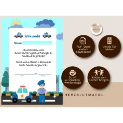 Personalisierte Polizei-Urkunde für Kinder für Verbrecherjagd & Schatzsuche am Kindergeburtstag als digitaler Download P