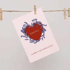 Personalisierte Postkarte *Floral Heart* mit Name und Wunschtext / Geschenkkarte für Valentinstag und Geburtstag