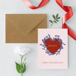 Personalisierte Postkarte *Floral Heart* mit Name und Wunschtext / Geschenkkarte für Valentinstag und Geburtstag