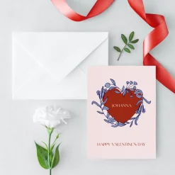 Personalisierte Postkarte *Floral Heart* mit Name und Wunschtext / Geschenkkarte für Valentinstag und Geburtstag