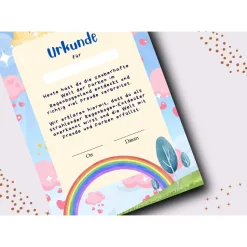 Personalisierte Regenbogen Urkunde für Kindergeburtstag | Selbstausdruck | Digitale Datei | DIN A4 | Mitgebsel