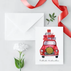 Personalisierte Rubbelkarte *Weihnachtsauto* / Gutschein als Weihnachtsgeschenk, optional mit Umschlag