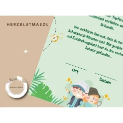 Personalisierte Schatzsuche Urkunde für Kindergeburtstag | Selbstausdruck | Digitale Datei | DIN A4 | Mitgebse