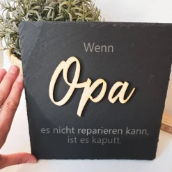 Personalisierte Schiefertafel mit Spruch – Geschenkidee für Opa & Papa zu Weihnachten oder Geburtstag