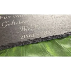 Personalisierte Schiefertafel mit Gravur – Gedenktafel aus schwarzem Naturschiefer, wetterfest & individuell