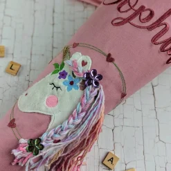 Personalisierte Schultüte Einhorn aus Stoff – Handgemacht mit Namen & Wunschfarben, 70 cm