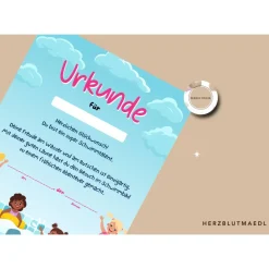 Personalisierte Schwimmunterricht-Urkunde | Seepferdchen Abzeichen | Geburtstag im Schwimmbad Vorlage