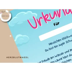 Personalisierte Schwimmunterricht-Urkunde | Seepferdchen Abzeichen | Geburtstag im Schwimmbad Vorlage